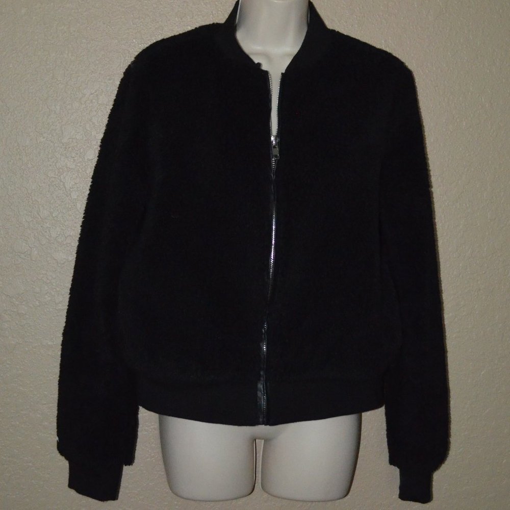 Sz S n:PHILANTHROPY Off Black Irie Faux Shearling Fur Bomber Jacket